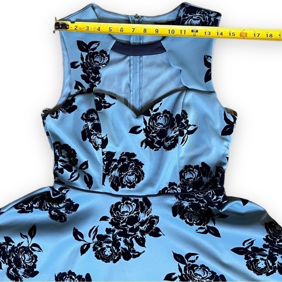 Juniors Jodi Kristopher Sleeveless Dusty Pale Blue Floral Midi Skater Dress SZ 9 - Picture 5 of 10
